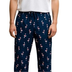 IZOD MEN’S PINK FLAMINGO PRINT NAVY BLUE PAJAMA LOUNGEWEAR PANTS 4XL